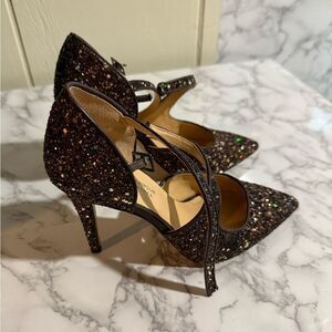 Badgley Mischka American Glamour Glitter Pointed Toe Heels Size 6
